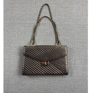 Vintage Ashreil Quilted Flap Bag Metallic Bronze Chain Shoulder Purse Designer